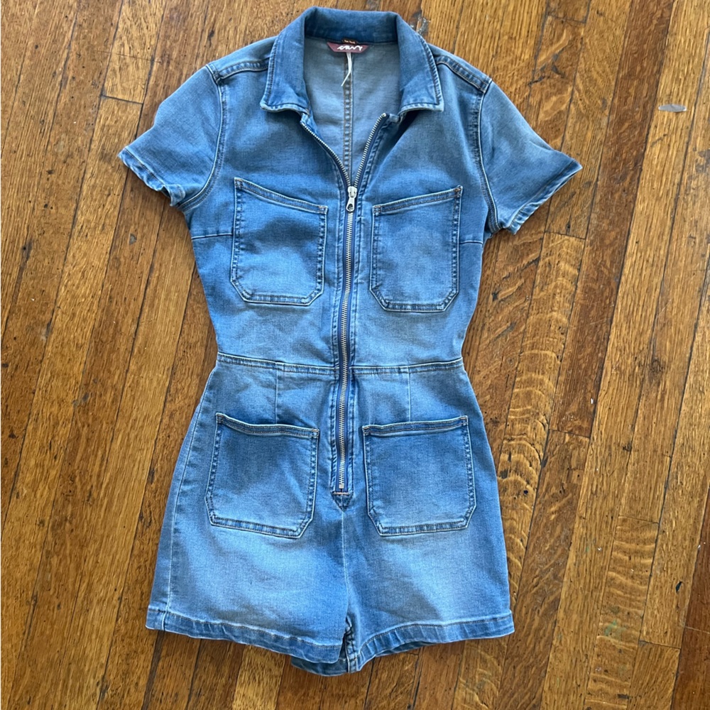 Free People Denim Romper Jumpsuit Sz XS